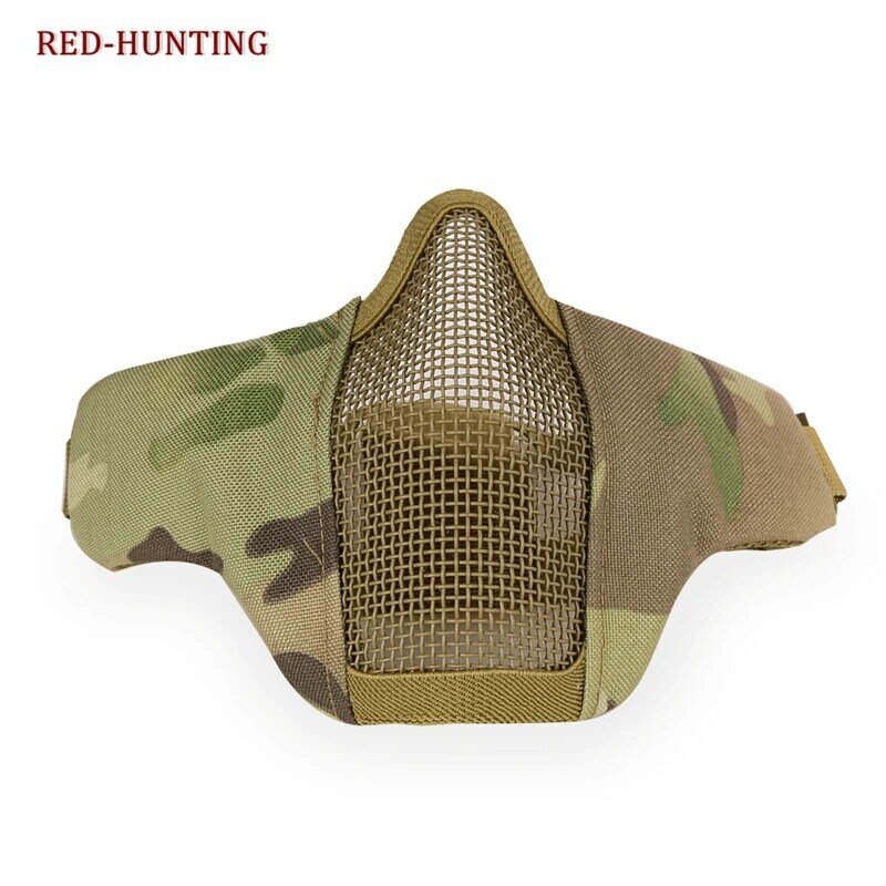 New FG AU Tactical Half Face Mask Airsoft Field Wargame Metal Steel Net Mesh Military Hunting Tactical Airsoft Half Face Mask