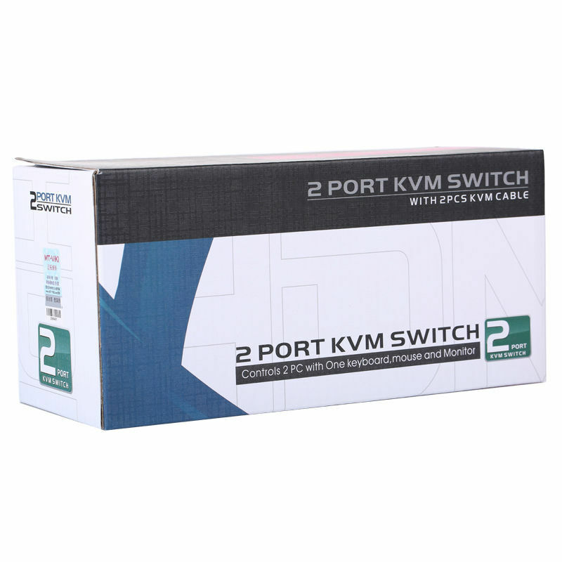 MT-VIKI 2 Port USB KVM VGA Switch Manual Tombol Tekan Pilih asli Kabel 2 PC Berbagi 1 Monitor dengan Keyboard & Mouse MT-260KL