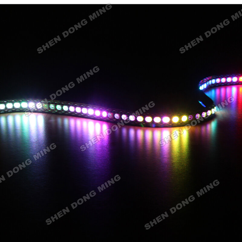 LEDストリップライト,100m,白/黒,フレキシブル,ws2812,dc12v,144led,144ic/m,交換可能な色rgb
