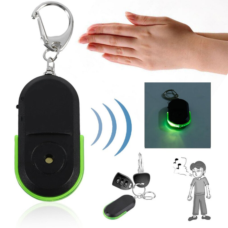 Portable Ukuran Orang Tua Anti Hilang Alarm Key Finder Nirkabel Berguna Peluit Suara LED Lampu Locator Finder Gantungan Kunci