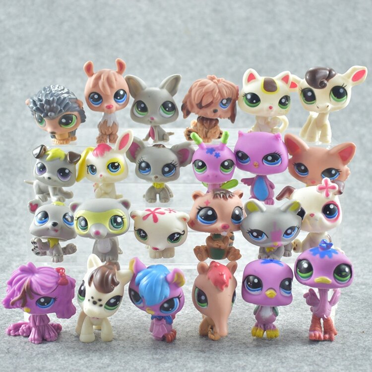 LPS Mini figuras de tienda de mascotas, juguetes para perros, gatos de pie, gatito, Kedi, León, oveja, pájaro, lol, 24 piezas