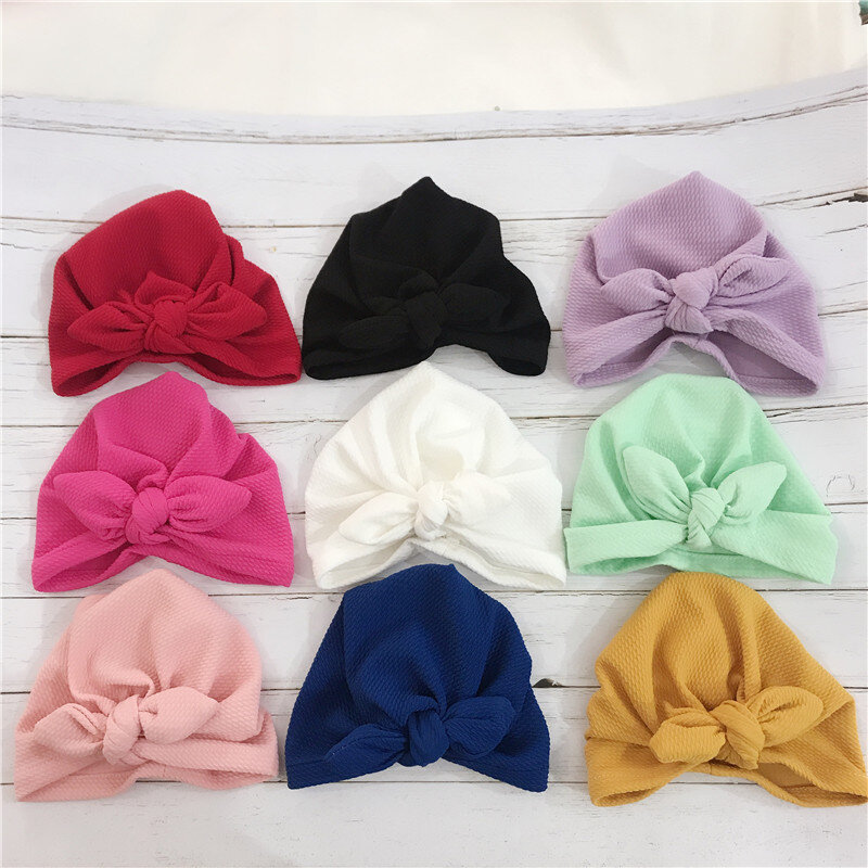 Chapéus da moda para bebês, turbante com orelhas de coelho, para crianças e bebês, gorro boho, cachecol, turbante, lenço de cabeça, 2019