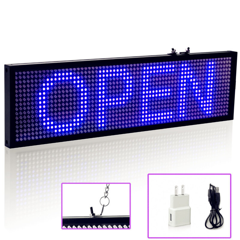 Placa de exibição LED para negócios, mensagem de rolagem programável, sem fio Wi-Fi SignPhone, SMD azul P5, controle remoto, 34cm