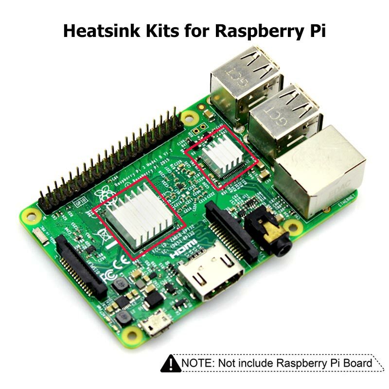 Kit dissipatore di calore Elecrow per Raspberry Pi dispositivo di raffreddamento in alluminio Kit dissipatore di calore puro radiatore per raffreddamento Raspberry Pi 2 B 3 pz/set