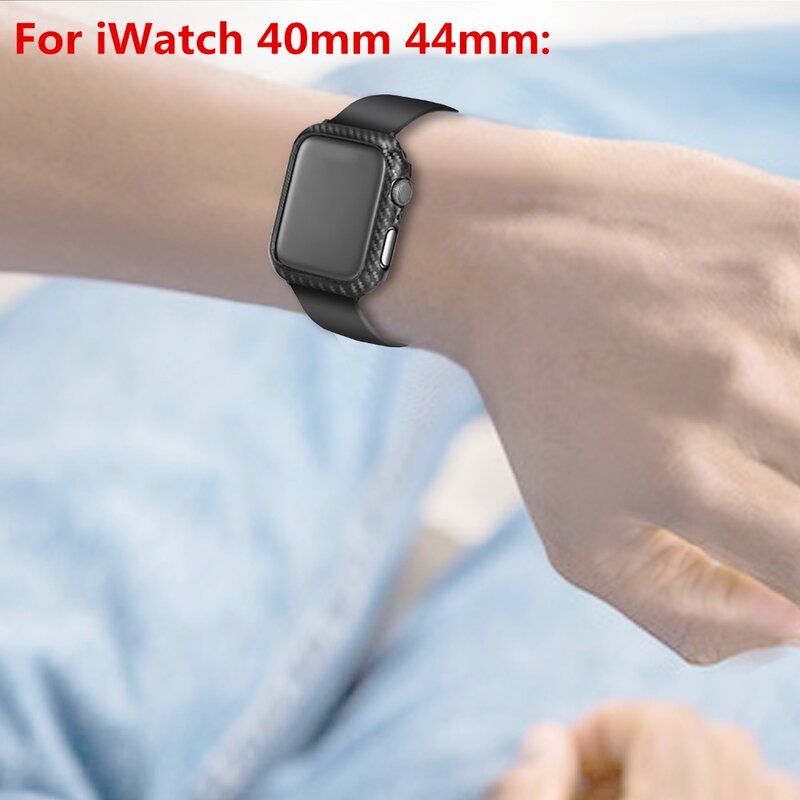 Funda protectora para PC con líneas de fibra de carbono Ultra finas para Apple Watch Series 4 3 2 1 iWatch 38 42 MM 40 44 MM caja de la correa