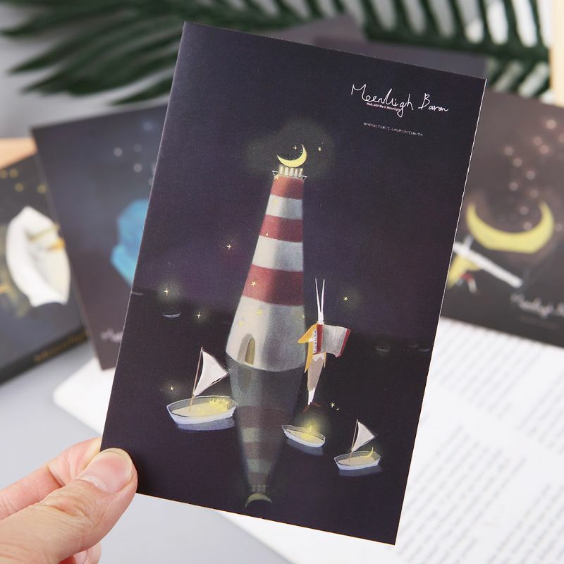 30 Uds. Luminosas de estilo Vintage de tarjetas postales, tarjetas postales luminosas con luz de Luna oscura, tarjetas de felicitación navideñas, regalo 10166
