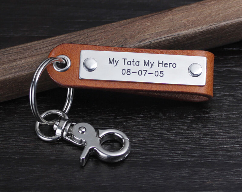 Personalized Dad Gift - Father's Day Gift - Men's Leather Keychain - Gift Idea for Dad - Personalized With Any Text