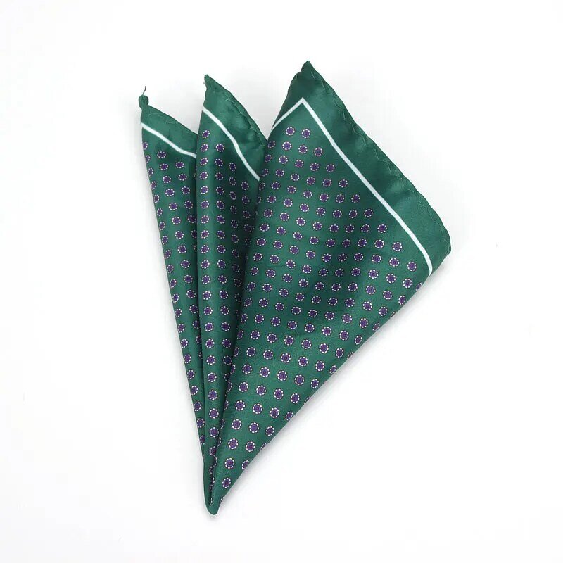 Luxury Men's Handkerchief Vintage Dot Printed Pocket Square Soft Silk Hankies Wedding Party Business Hanky Chest Towel Gifts