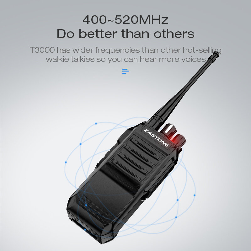 Zastone-walkie-talkie T3000 de 5w, transceptor de radio bidireccional, Uhf, 400-520mhz, Radio Ham CB de mano de alta potencia