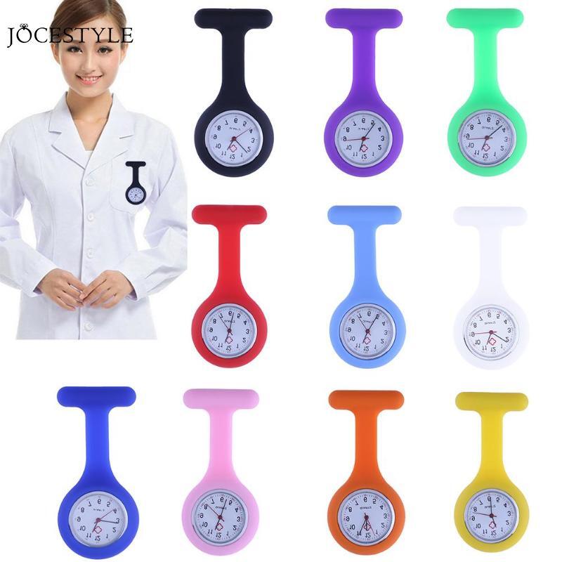 De moda de enfermeras relojes Doctor reloj broches de silicona túnica baterías de enfermera de las mujeres relojes de cuarzo con Clip reloj