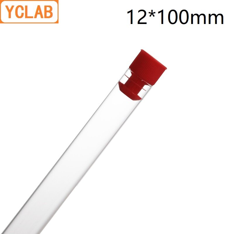 Yclab 12*100mm tset tubo com rolha plástica borosilicate 3.3 vidro de alta temperatura resistência laboratório química equipamentos