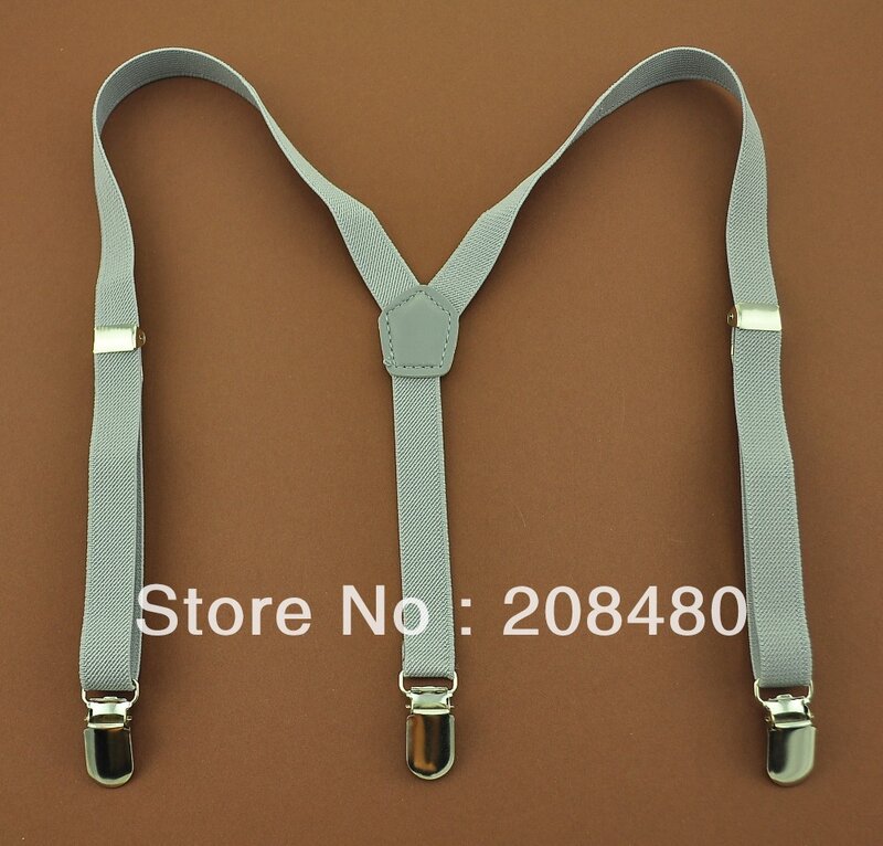 ฟรี Shipping-1.5x65cm "Light สีเทา" เด็ก Suspenders เด็ก/ชาย/หญิง Suspender ยืดหยุ่น Slim Suspenders-ขายส่งและขายปลีก