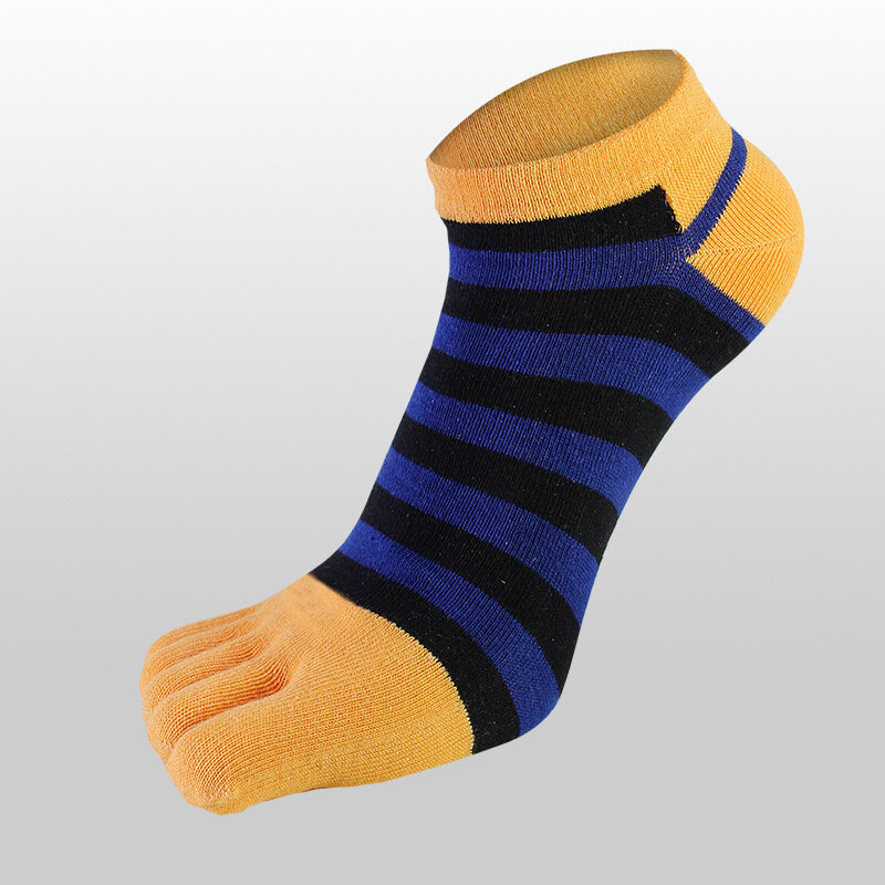 Calcetines de algodón con cinco dedos y raya colorida para hombre, calcetín divertido, desodorante, informal, para negocios, Europa