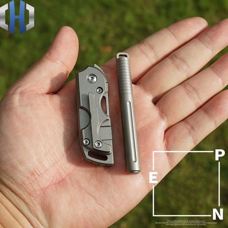 Mini Penna Titanio Portatile Portatile EDC Gadget Attrezzature Utilizzate All'aperto Personalità Creativa Penna Firma