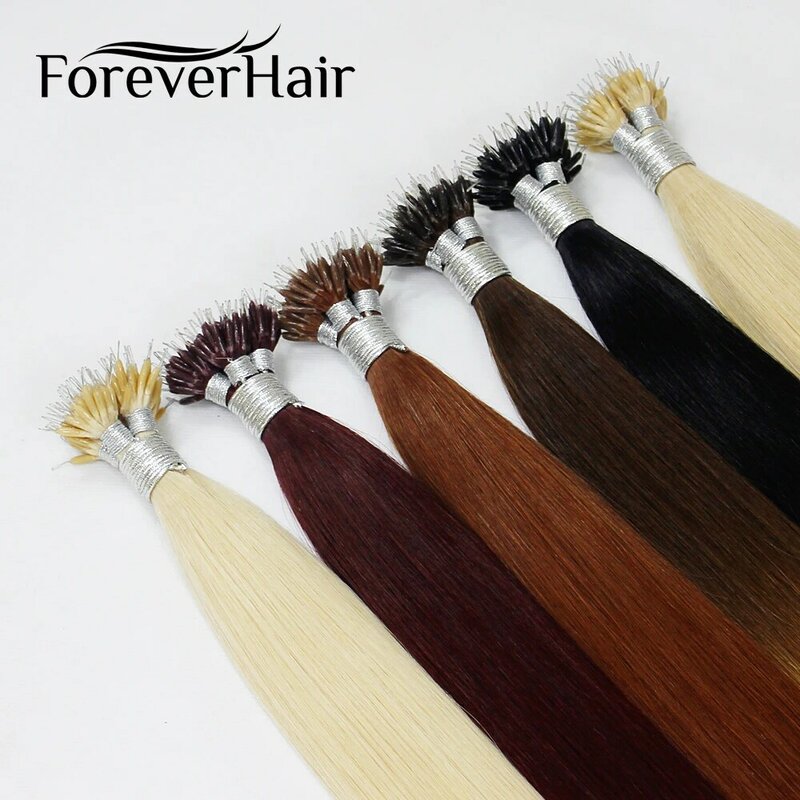 FOREVER – Extensions de cheveux naturels Remy avec Micro anneaux, couleur blond clair #0.8, 14, 16, 18, 20 pouces, 613 g/s, pré-collés