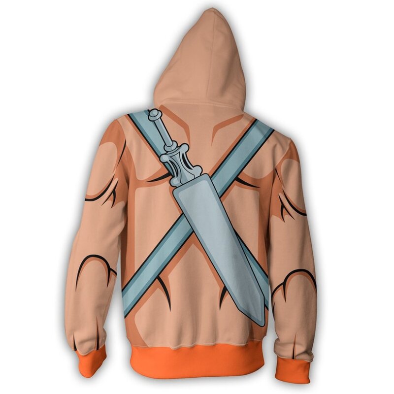 He-Man 코스프레 의상 3D 인쇄 지퍼 스웨터 후드 스웨터 패션 남성과 여성의 애니메이션 자켓
