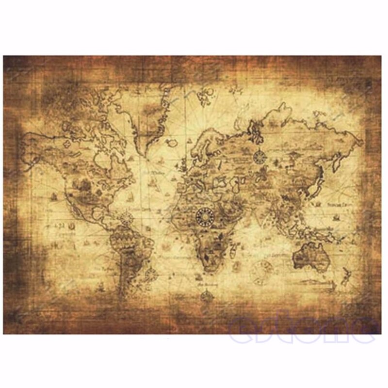 71x51 cm Large Vintage Phong Cách Retro Giấy Poster Globe Old World Map Quà Tặng MAR29