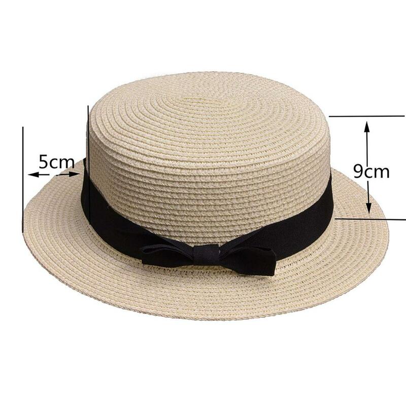 Chapéu de palha para mulheres e crianças, chapéu mini-brim, chapéu fedora beach cap, verão