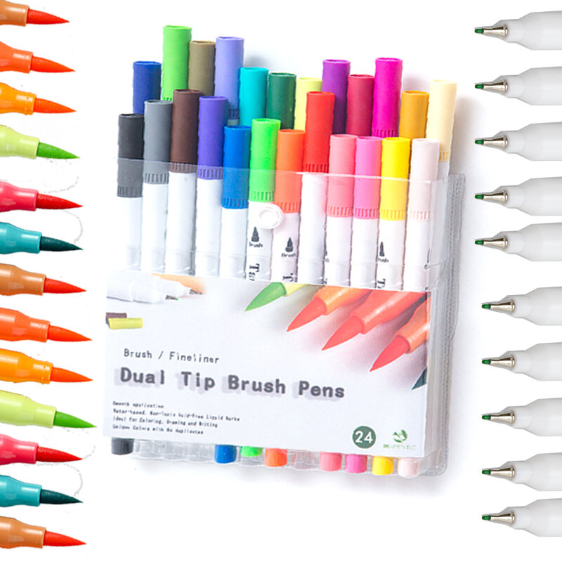 Water Color Dual Brush Art Marker Pens supplies 100 Lettering Calligraphy Comic anime drawing Brush Tip color pen sets