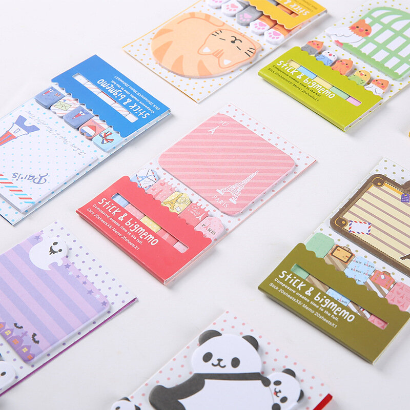جميل جميل الحيوان القط الباندا ملاحظات لاصقة مذكرة الوسادة ورقة الإشارات المرجعية اللوازم المدرسية مخطط ملصقات القرطاسية الكورية