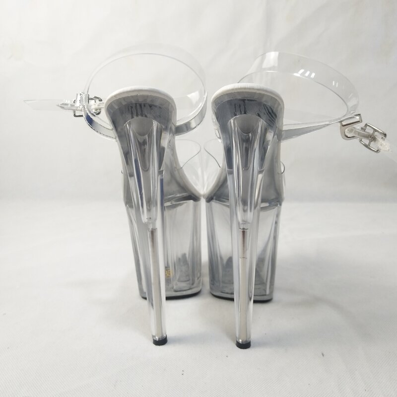 20 CENTIMETRI sandali tacco alto, piattaforma di cristallo trasparente pole dancing/prestazione/stella/modello di scarpe da ballo di nozze