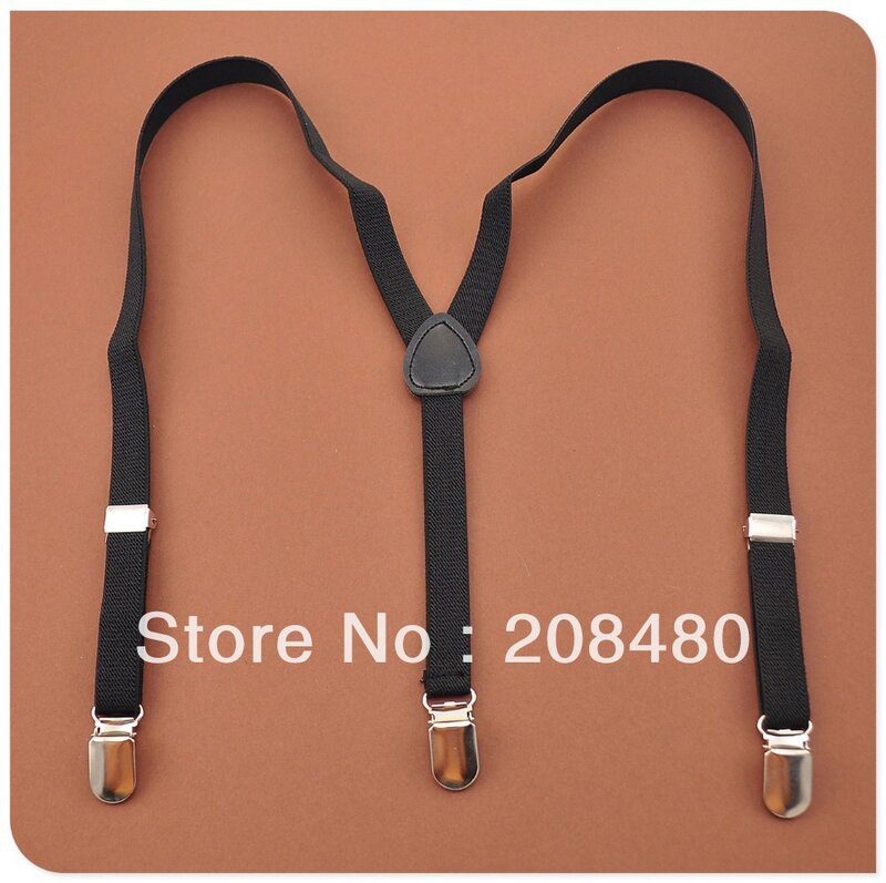 ฟรี Shipping-1.5x65cm "สีดำ" เด็ก Suspenders เด็ก/ชาย/หญิง Suspender ยืดหยุ่น Slim Suspenders-ขายส่ง & ขายปลีก