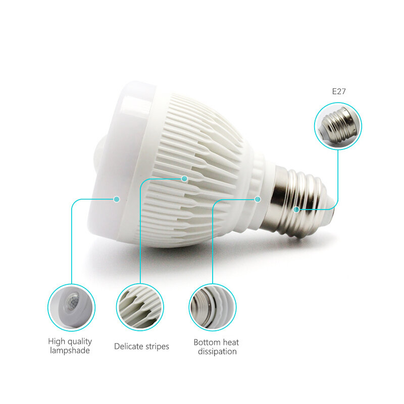 DONWEI движения Сенсор E27 светодиодный лампы автоматическое включение/офф умный ночной Светильник лампы для изготовления квадратных заготовок крыльцо подвал Коридор светильник Инж