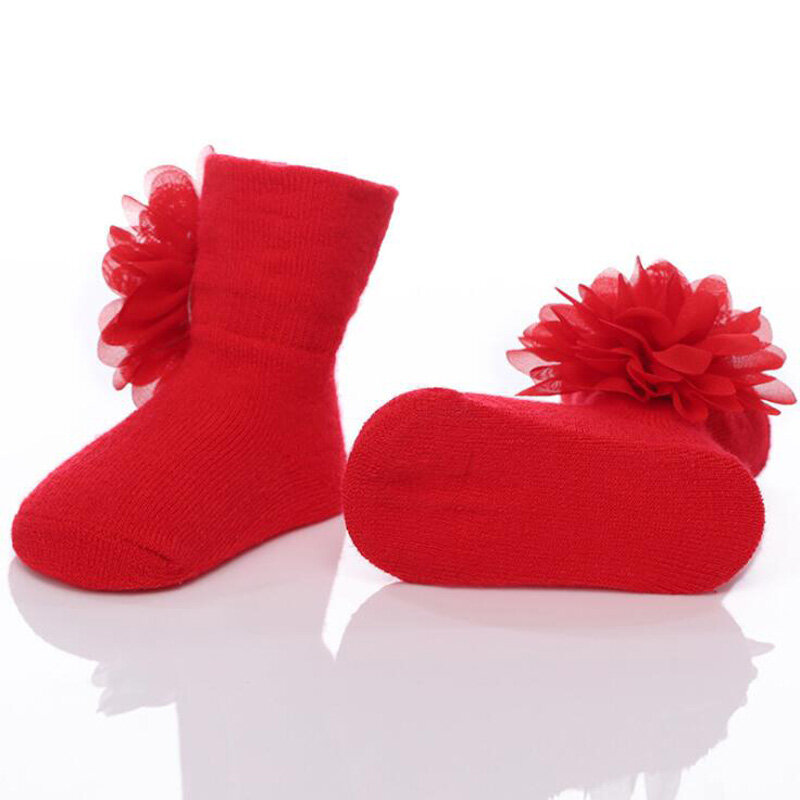 Модные детские хлопковые носки с цветами, шифоновые носки с цветами для девочек