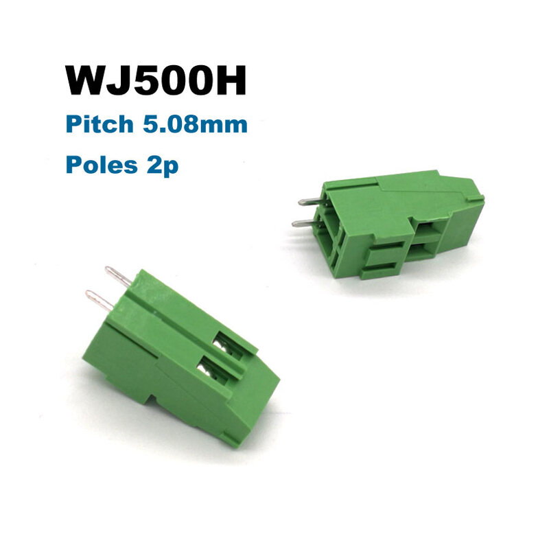 Tornillo PCB de paso de 5,08mm, conector de bloque de terminales, Pin recto 2P 3P WJ500H, conectores de cable, morsettera 300V 20A 2,5 mm2, 5/10 Uds.