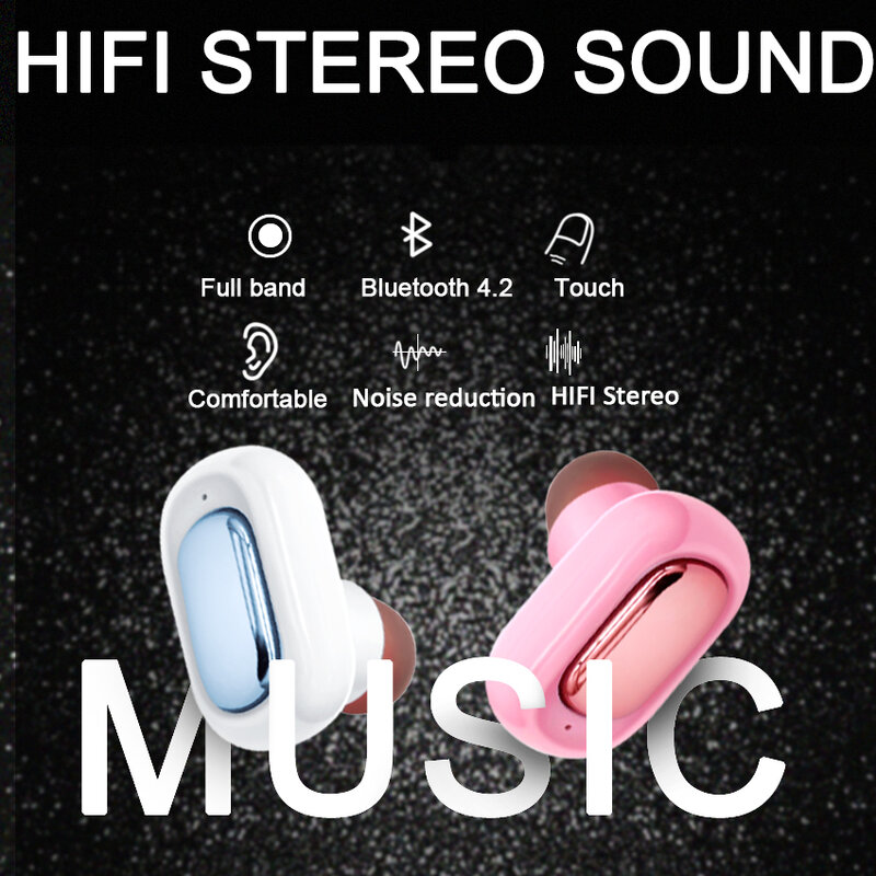 TWS Wireless Bluetooth Earphone 9D super bass Stereo HIFI Sound Noise Cancelling Mic Mi Earphones Handsfree music Earbuds pk HBQ