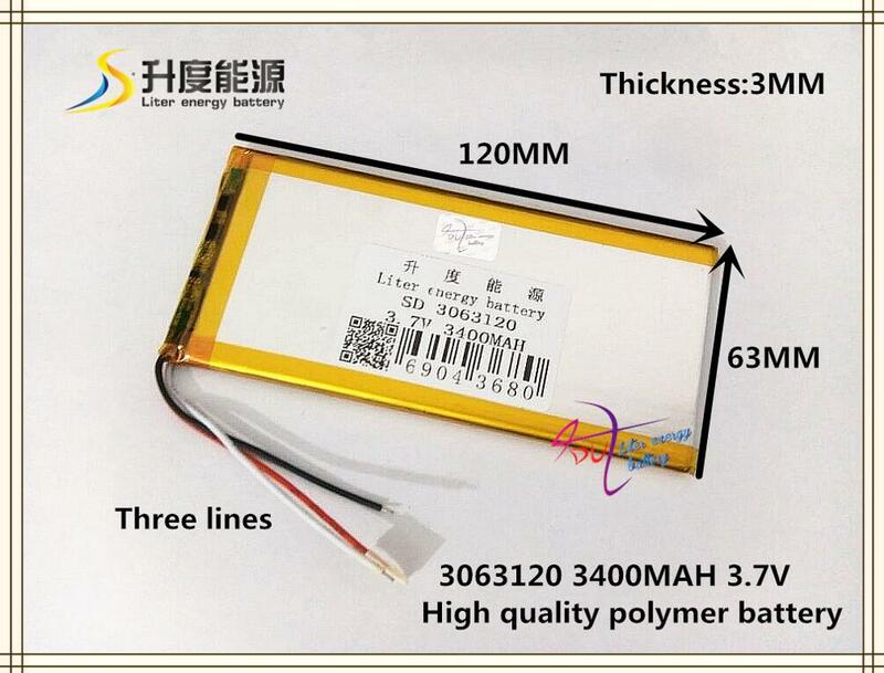 3.7 V 3400 mAH 3063120 Polymer lithium ion/Li-Ion batterij voor tablet pc mobiele telefoon MOBIELE POWER BANK MP4