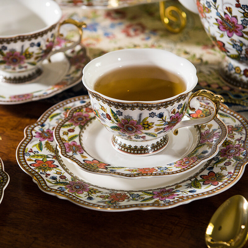 Service de thé en porcelaine à la pomme de terre | Service de théière en porcelaine, de style européen, service de tasse à café américain, service de thé au camélia de l'après-midi