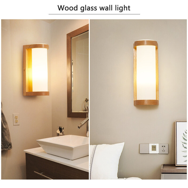 DONWEI Wall Lamps Indoor Bedroom Simple Style Wall Sconces Wall Light Lamp Wooden Creative Staircase Living Room led lighting