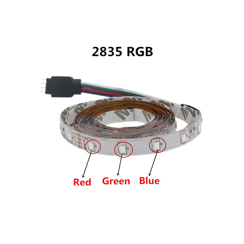 Светодиодная лента SMD2835, 5 м, 1 м, 2 м, 5 м/упак. набор, Ультраяркий свет, постоянный ток 12 В, теплый белый, синий, красный, зеленый, Светодиодная ле...