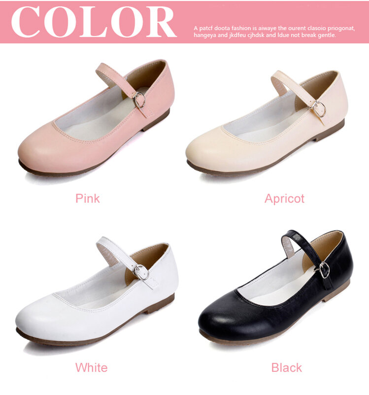 2024 Fashion Women Buckle Strap Mary Jane Flat Shoes Gril Casual Round Toe Sweet Ballet Flat Ankle Strap Larger Size 31 32 33 42