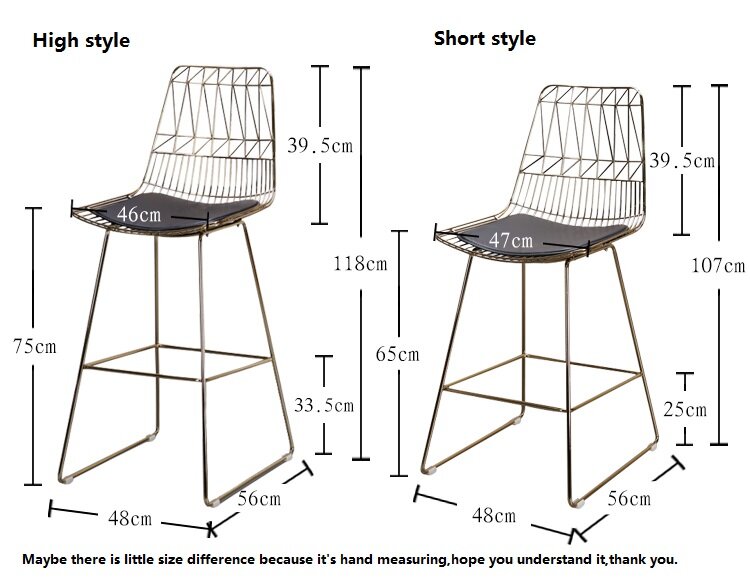 Poltrona moderna minimalista Nordic ferro forjado bar cadeira de bar fio de metal criativo malha oco chapeamento de alta cadeira de bar
