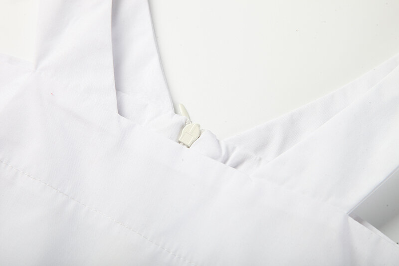 Chemise blanche en coton pour femmes, col en V, manches 3/4, décontractée, fermeture éclair au dos, nouvelle collection printemps été 1467