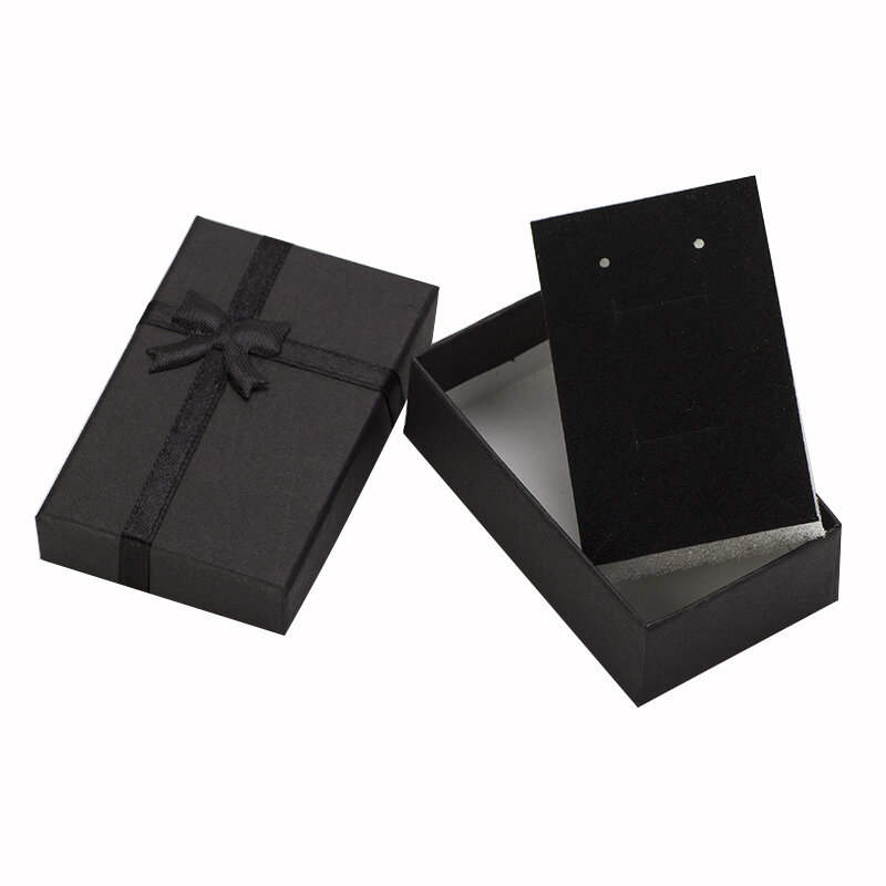 صندوق مجوهرات أسود 32 قطعة مقاس 8 × 5 سنتيمتر ، صندوق هدايا ، صندوق ورقي للمجوهرات ، تغليف الأساور والأقراط مع إسفنجة