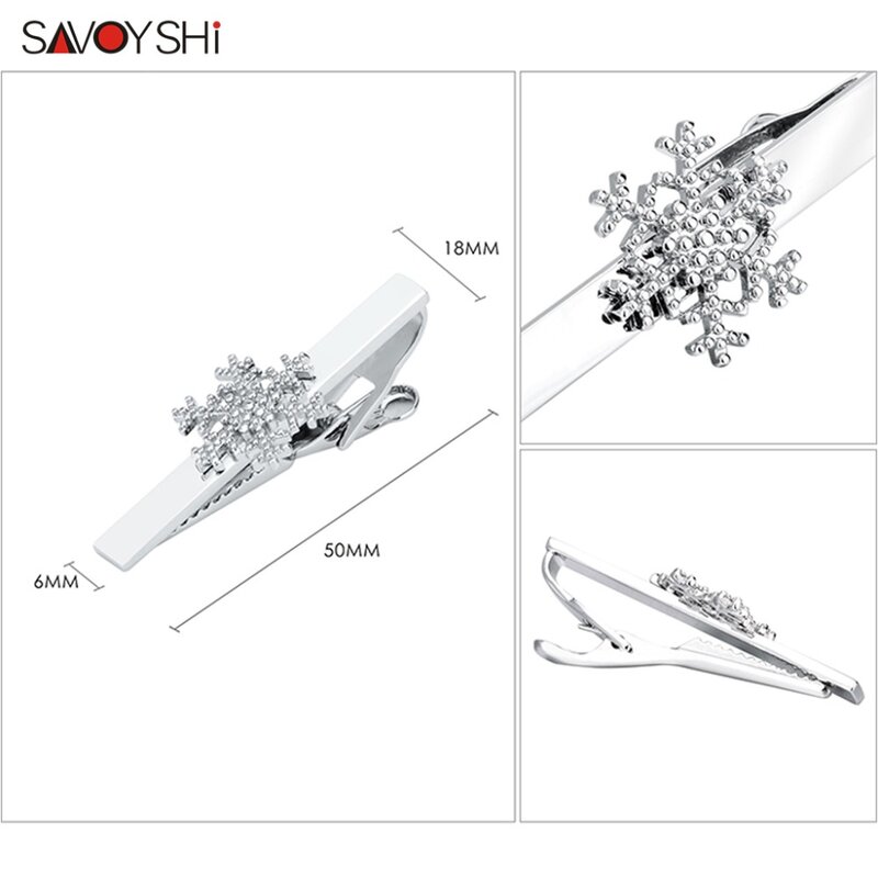 Savyshi-pinza de Metal para hombre, Clip de corbata con forma de copo de nieve, para el cuello y la barra, broche de boda, regalo de fiesta, joyería de marca, novedad
