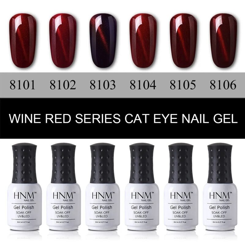 HNM 8ML Burgundy Wine Red Cat Eye Gel เล็บ UV UV LED Soak Off ปั๊มสีทาเล็บยาวนาน gelpolish Gellak