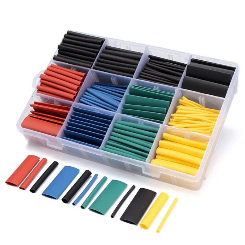 530 pcs Wire Cable Sleeve Heat Shrink Tubing Insulation Shrinkable Tube Assortment Electronic Polyolefin Ratio 2:1 Wrap Wire
