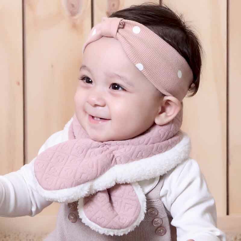 New Children's Winter Baby Clothes Keep Warm Scarf Kid Heart Shape Pattern Baby Scarf Neck With Velvet Thickening Warmer Snood