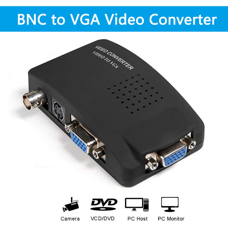 BNC auf VGA Video Converter AV zu VGA CVBS S video Eingang zu PC VGA Out Adapter Converter Switch Box für PC MACTV Kamera DVD DVR