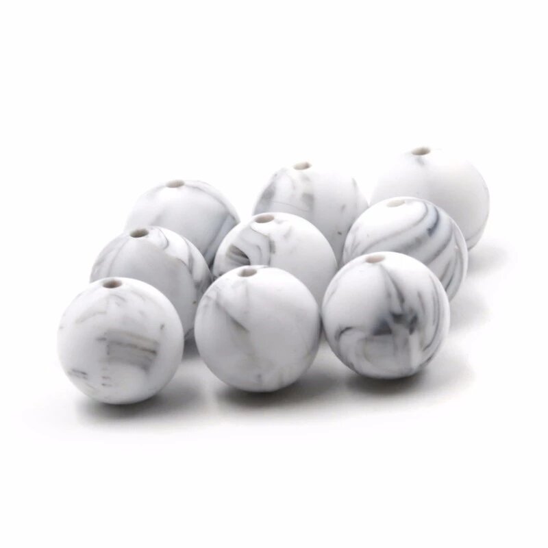 Bracciale in marmo 15MM braccialetti da masticare con perline in Silicone massaggiagengive