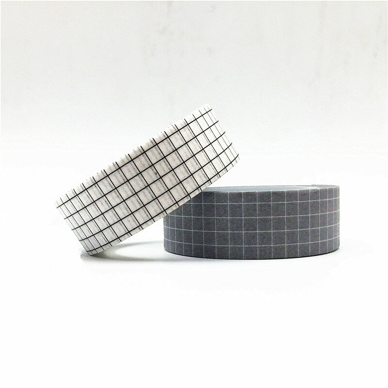 10M 흑백 그리드 Washi 테이프 일본 종이 DIY 플래너 마스킹 테이프 접착 테이프 스티커 장식 문구 테이프