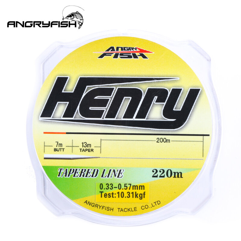 Angryfish nowa żyłka sportowa nylonowa linia zwężająca się 220m seria Henry popularna linia o dużej wytrzymałości