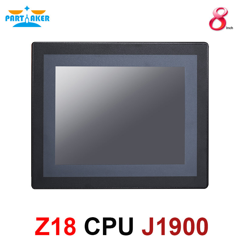Painel de toque industrial pc com led ip65, 8 tamanhos, touch screen, resistência, dual lan, intel celeron j1900, partaker z18