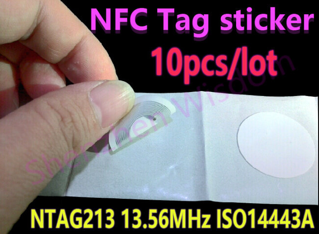 Nfc粘着ラベル,すべての電話で使用可能,ntag213,13.56mhz,iso 14443a,ntag 213,10個