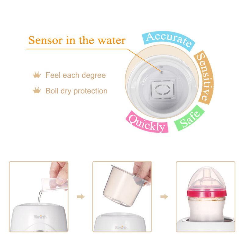 Bimirth Safe-BPA-Free 일정한 난방 다기능 실용적인 우유 히터, 휴대용 베이비 보틀 워머 Esterilizador