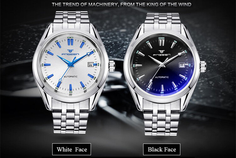 Мужские автоматические механические часы синие руки с календарем Дата montre homme водонепроницаемые reloj hombre FNGEEN 6612-1